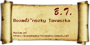 Bozmánszky Tavaszka névjegykártya